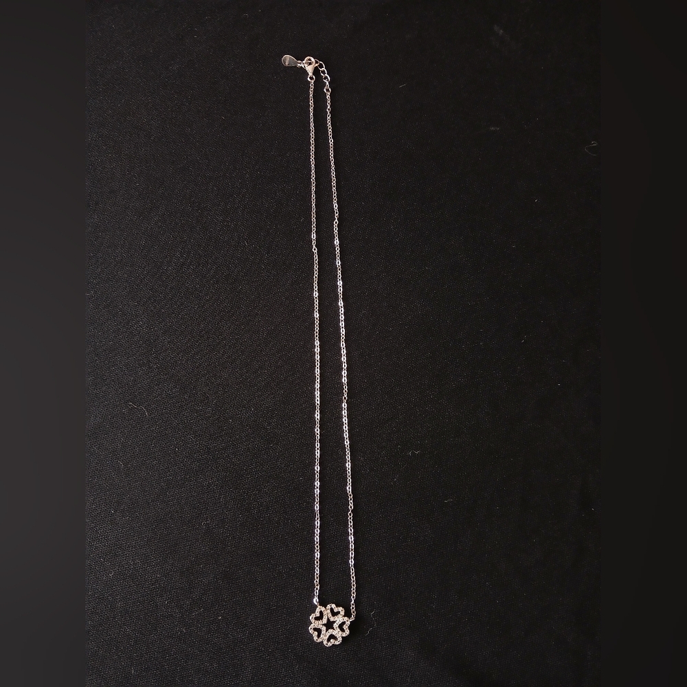 .925 Sterling Silver Heart Circle Necklace